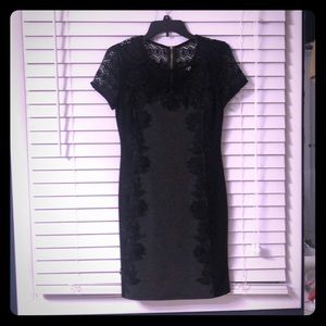 Black lace trimmed dress, mini